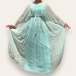 1970s Michel Pelta Paris Sea Foam Green Silk floor Length Evening / prom Gown